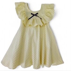 Charming Yellow Dress with Ruffle Sleeves